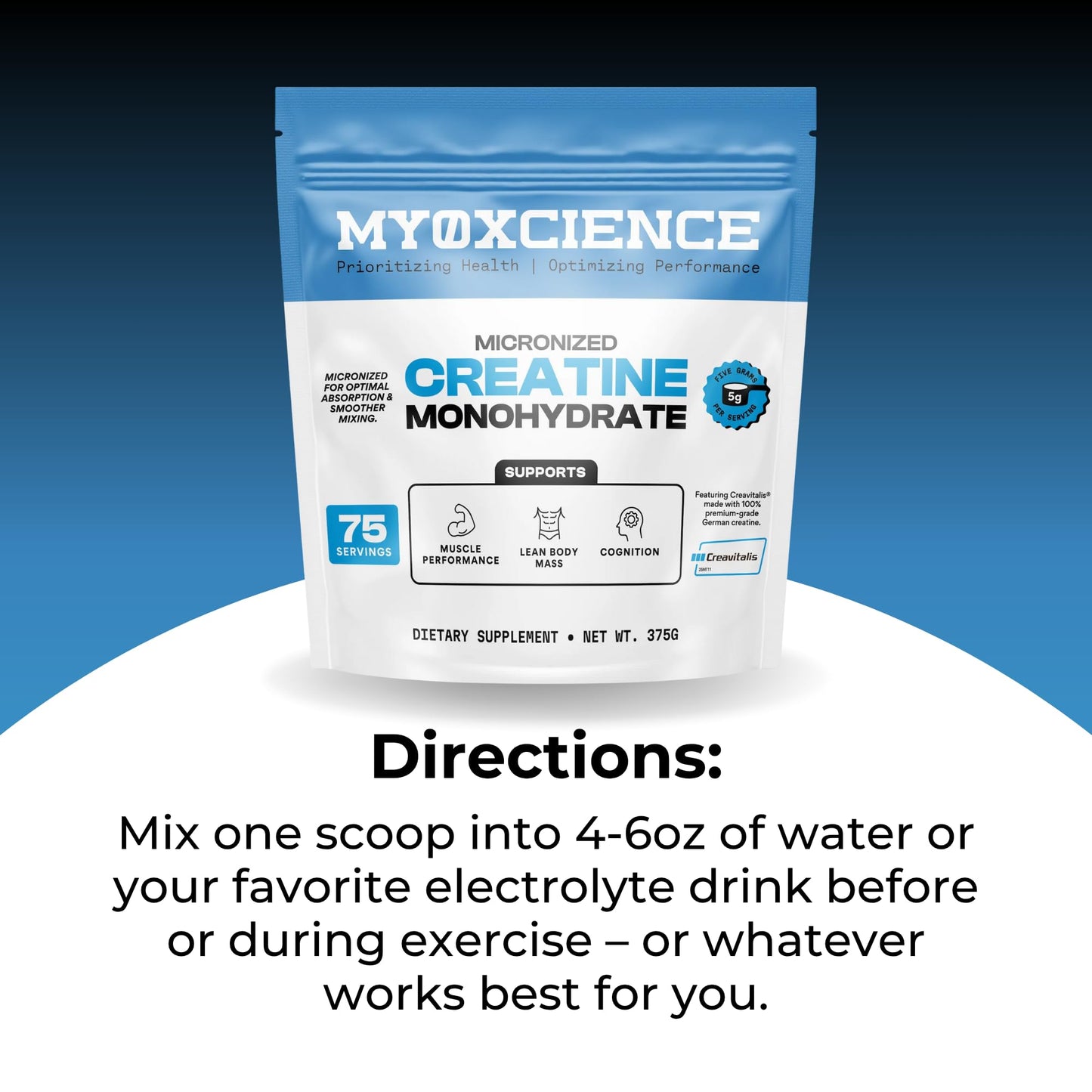 MYOXCIENCE Micronized Creavitalis Creatine | The World’s Purest Micronized Form of Creatine Monohydrate | Supports Muscle Performance, Lean Body Mass, & Cognition | 75 Servings MYOXCIENCE buy supplements Au
