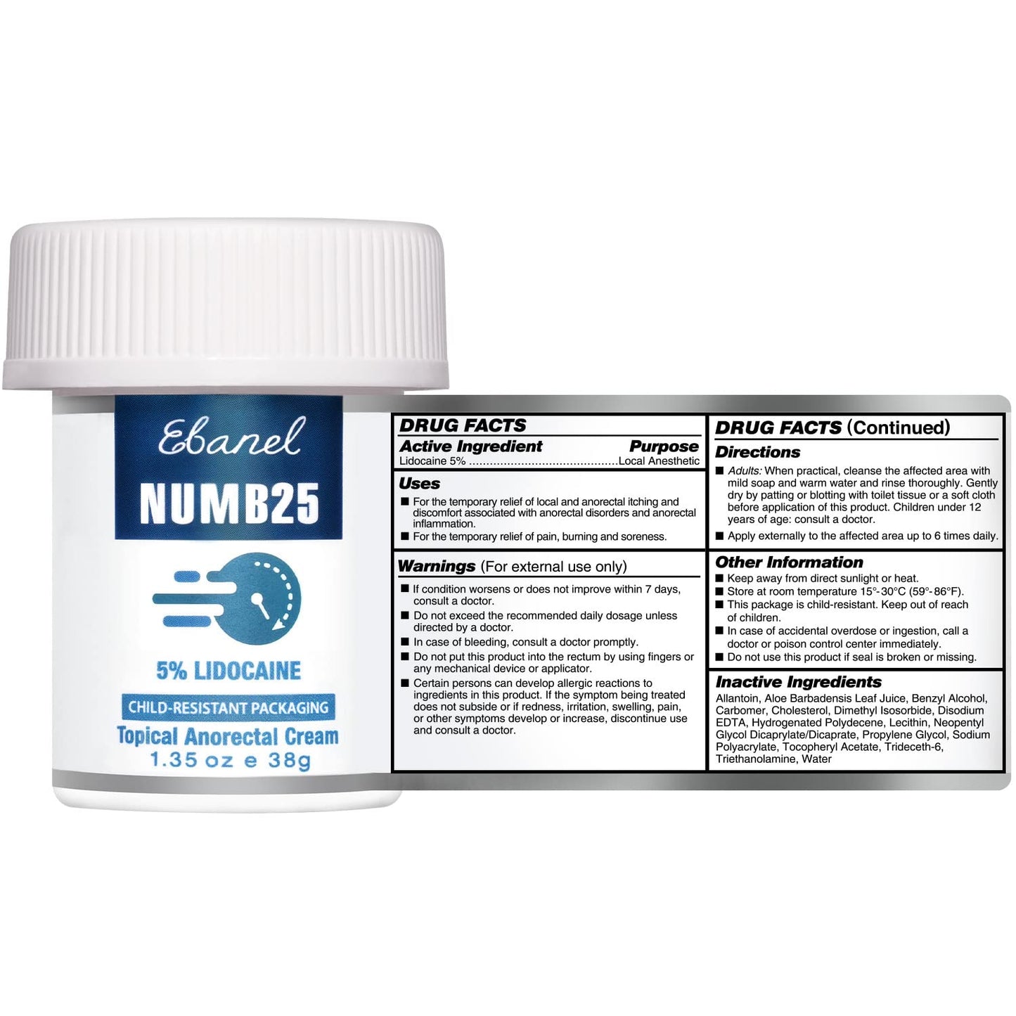 Ebanel Bundle of Lidocaine Numbing Spray, and Topical Numbing Cream 1 Oz