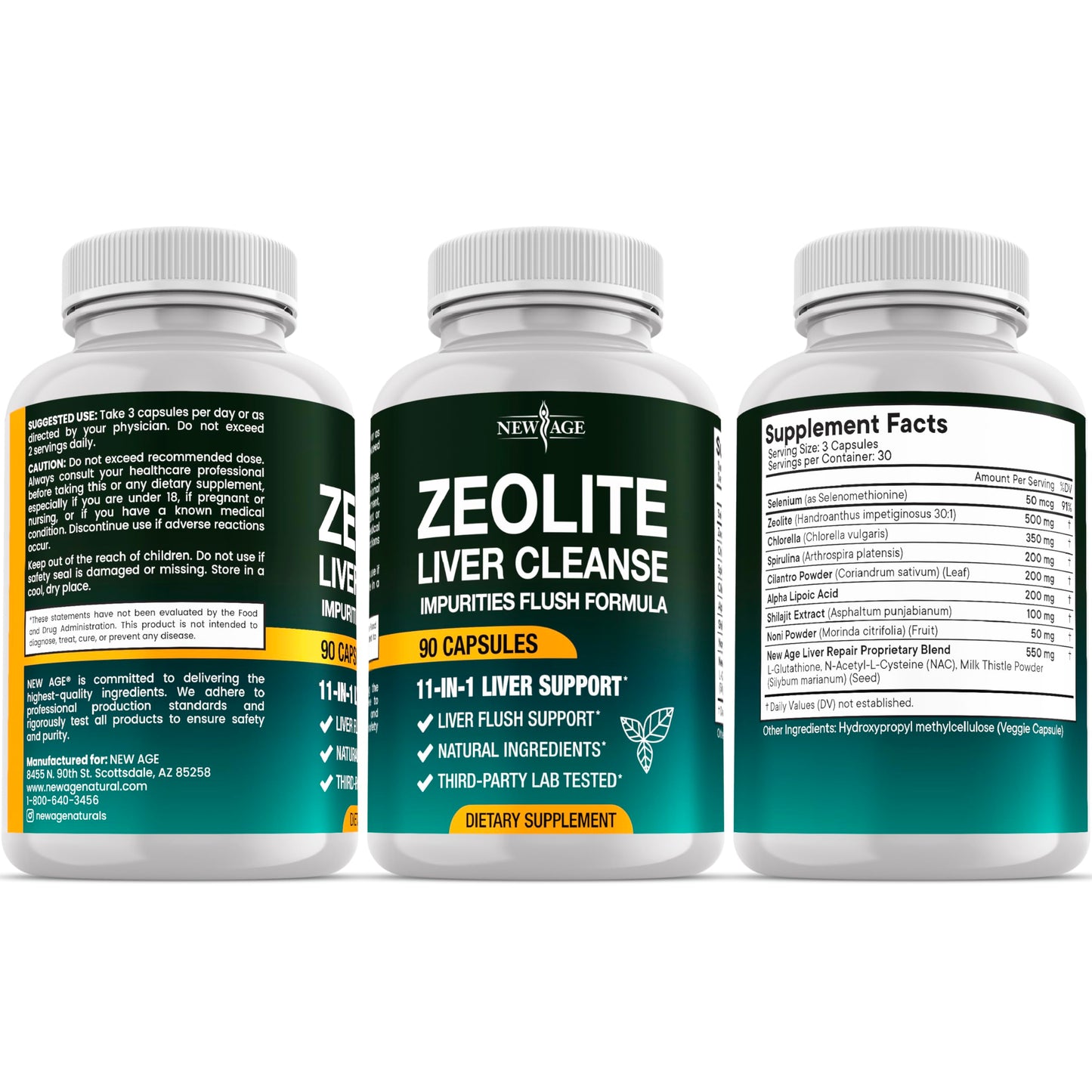 NEW AGE Liver Cleanse & Repair - Help Support Gut Health, and Energy - Zeolite for Adults with Noni, Glutathione, NAC, Chlorella, Spirulina, ALA, Cilantro, Milk Thistle & Shilajit - 60 Count NEW AGE buy supplements Au