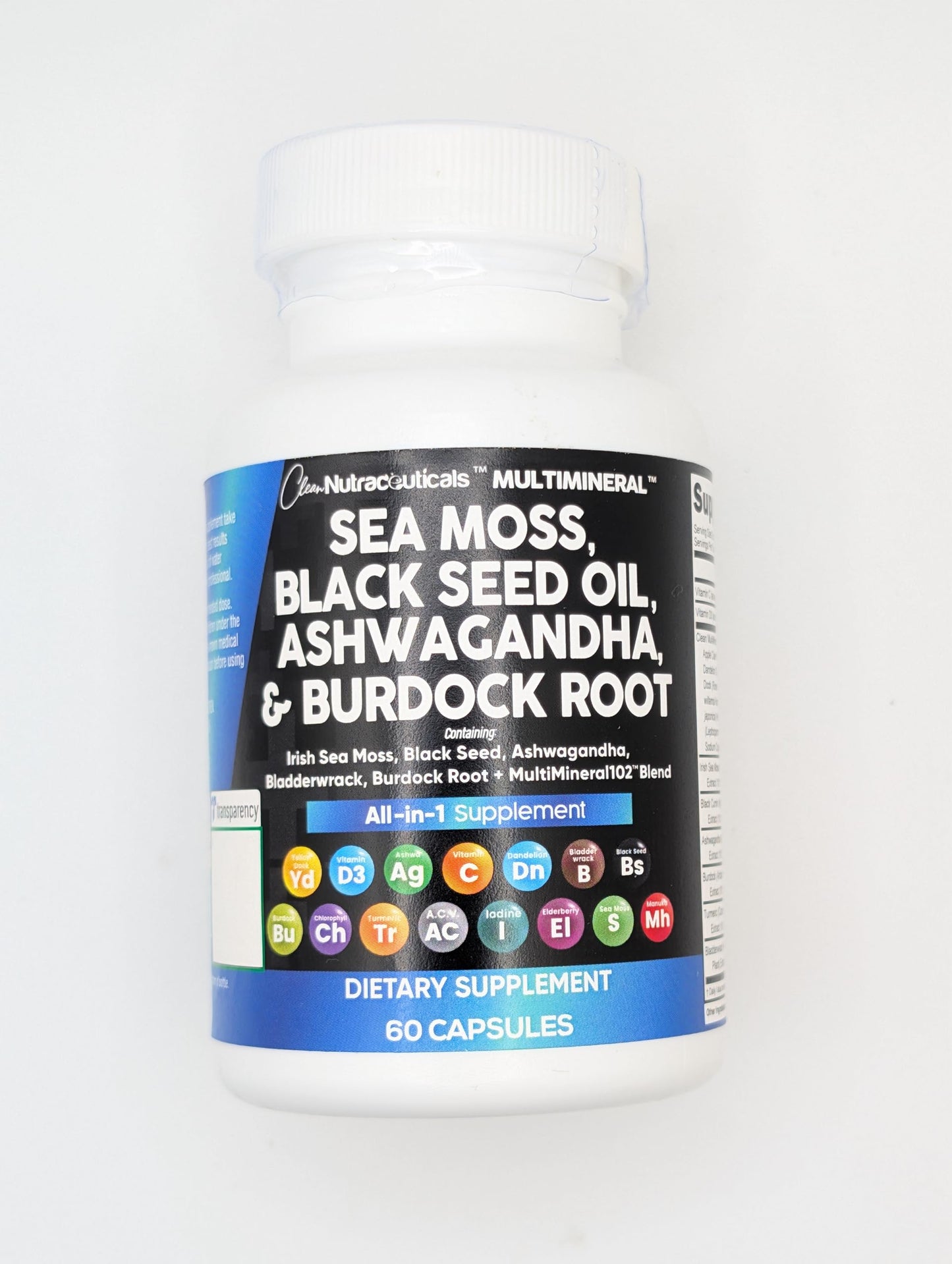 Sea Moss Black Seed Oil Ashwagandha Turmeric Bladderwrack Burdock & Vitamin C Vitamin D3 with Elderberry Manuka Dandelion Yellow Dock Iodine Chlorophyll ACV - 5Pack Clean Nutraceuticals buy supplements Au