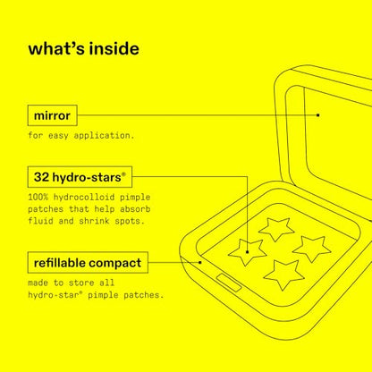 Starface Hydro-Star Pimple Patches + Big Yellow Compact, Clinically Proven Spot Shrinking in 6 Hours, Absorb Fluid and Reduce Redness, Hydrocolloid, Vegan and Cruelty-Free Skincare (32 Count) Starface WorldBuy Supplements Australia