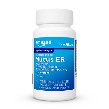 Amazon Basic Care Guaifenesin Extended-Release Tablets, 600 mg, 12 Hour Expectorant for Chest Congestion and Mucus Relief, 20 Count Amazon Basic Care buy supplements Au