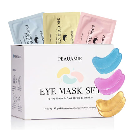 PEAUAMIE Under Eye Patches Gold and Hyaluronic Acid for puffy eyes,Rose Eye Masks