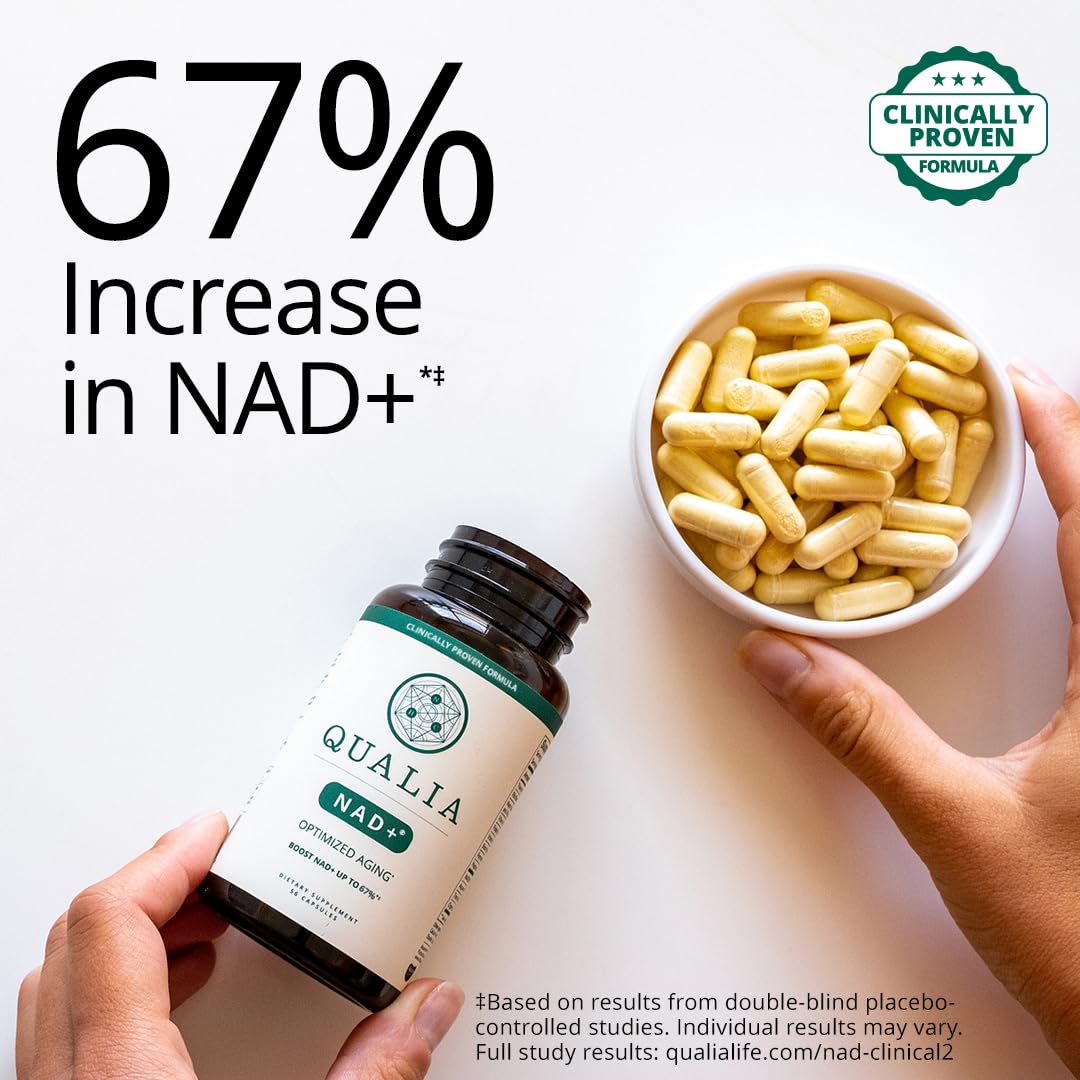 Qualia NAD Supplement — Clinically Proven to Boost NAD+ up to 67%. Optimized Aging, Energy, Focus. Elite Ingredients Nicotinamide Riboside (NIAGEN), Niacin, Niacinamide (1 Month Supply) QUALIA LIFE SCIENCES buy supplements Au