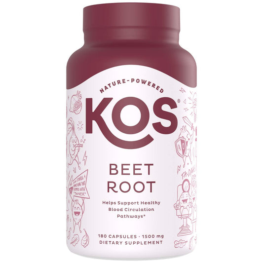 KOS Organic Beetroot Capsules 1500mg - USDA Organic, Antioxidant Power from Organic Beet Root Superfood, Supports Healthy & Active Lifestyle - Non-GMO,