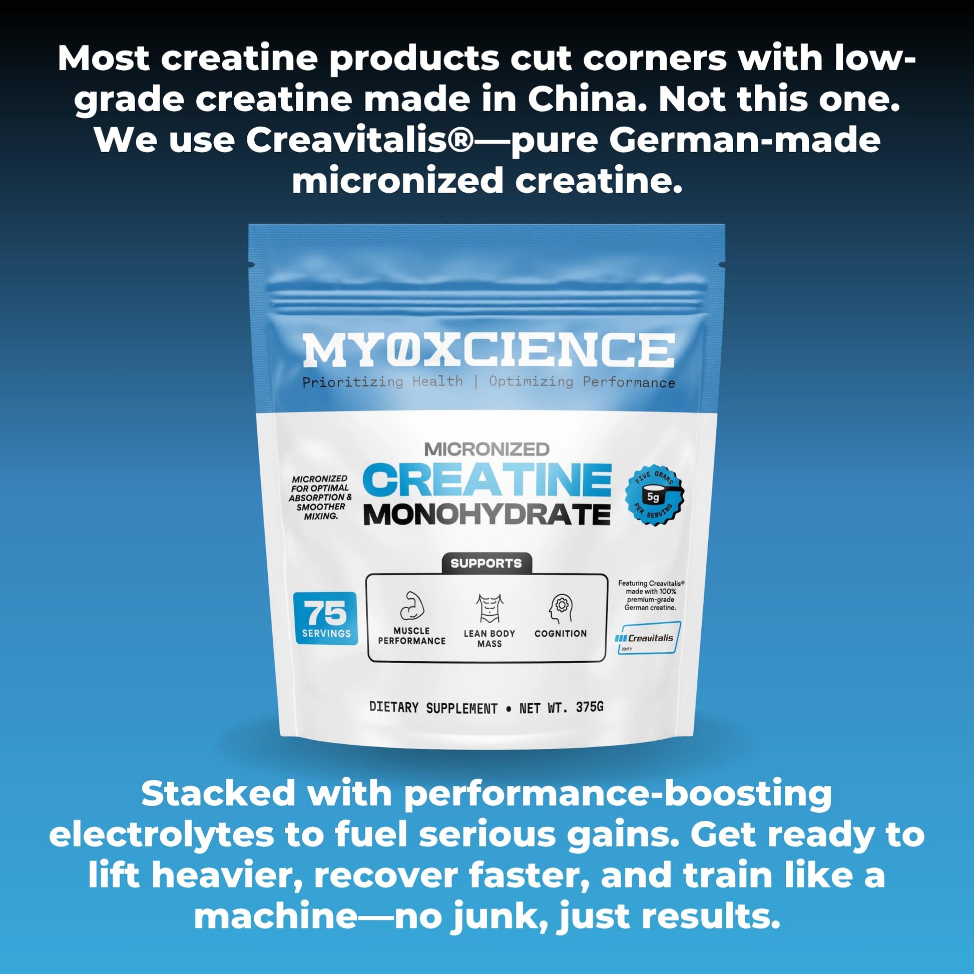 MYOXCIENCE Micronized Creavitalis Creatine | The World’s Purest Micronized Form of Creatine Monohydrate | Supports Muscle Performance, Lean Body Mass, & Cognition | 75 Servings MYOXCIENCE buy supplements Au