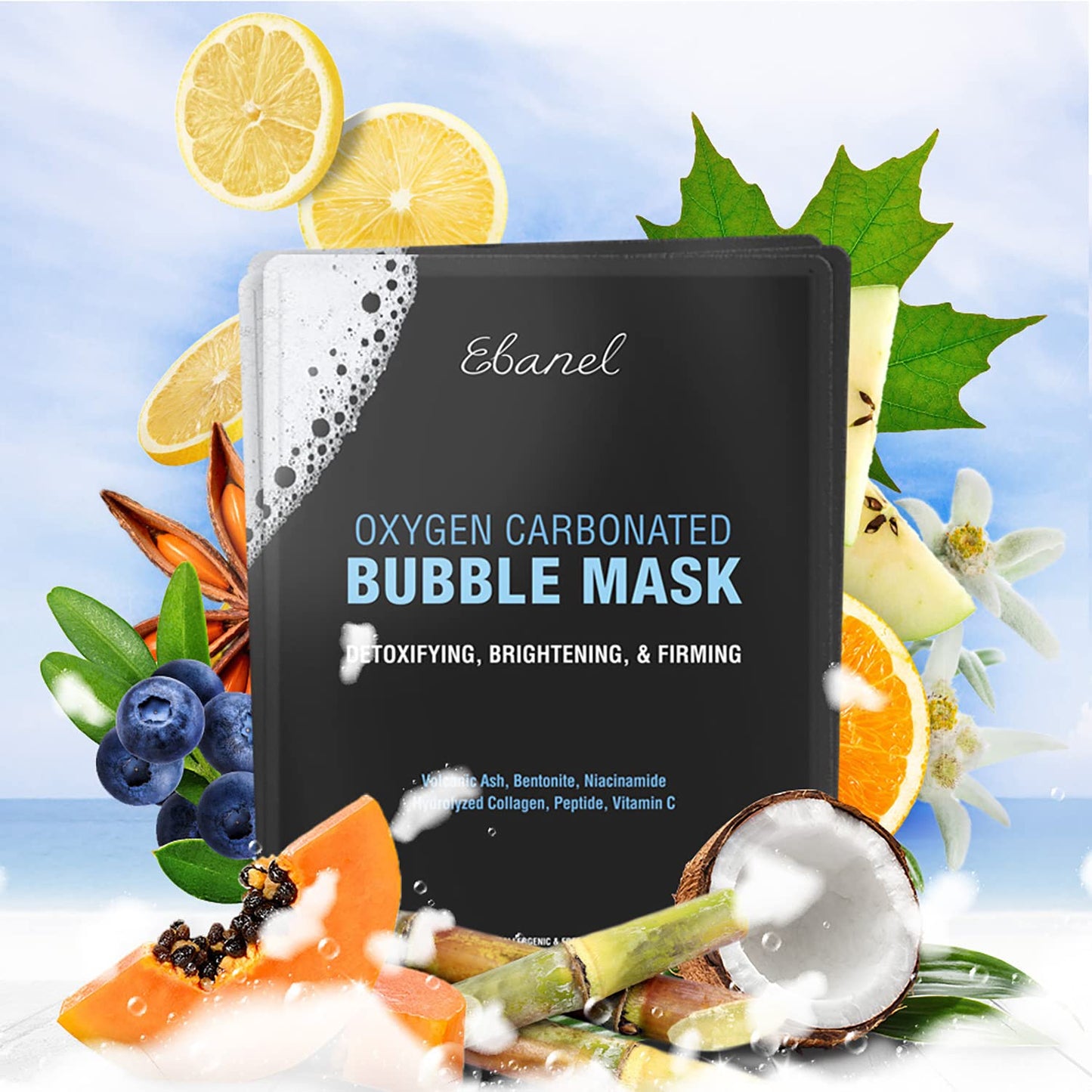 Ebanel Bundle of 10 Pack Bubble Clay Masks, and Exfoliating Face Scrub Peeling Gel Mild 4.12 Oz