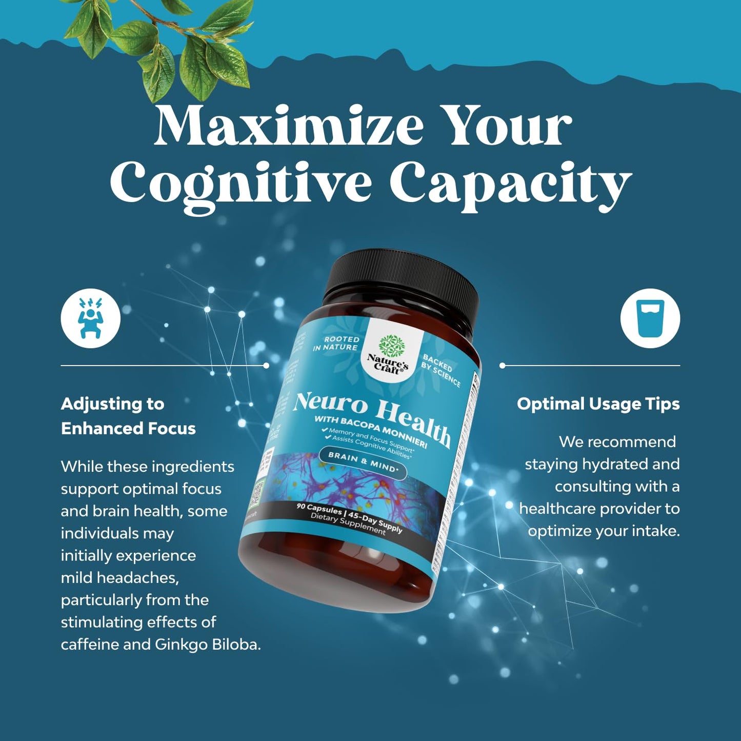 Nootropic Brain Supplement for Memory and Focus Support - Vitamins for Mental Support & Clarity with Bacopa Monnieri, VIT A, B6, Riboflavin, Niacin