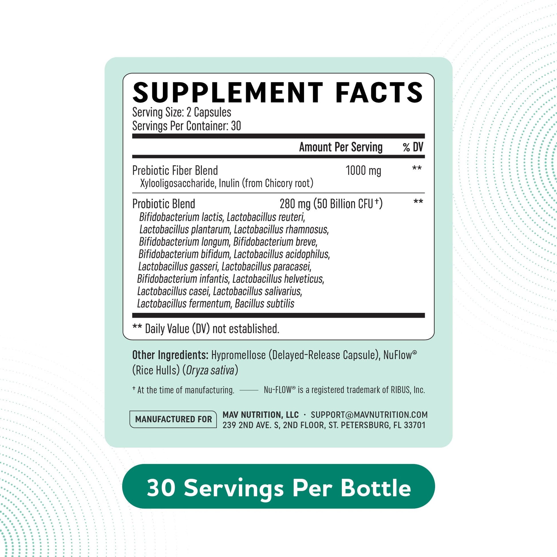 Prebiotics and Probiotics | 50 Billion CFU, 16 Probiotic Strains & Inulin Prebiotic Fiber | Delayed Release Capsules | Gut Health Support | Prebiotics and Probiotics for Women & Men | Non-GMO | 60 Ct MAV NUTRITION buy supplements Au
