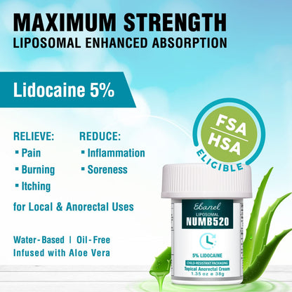 Ebanel Bundle of Lidocaine Numbing Cream, and Advanced Silicone Scar Gel 1 Oz
