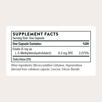 THORNE - 5-MTHF - Methylfolate (Active B9 Folate) Supplement - Supports Cardiovascular Health, Fetal Development, Nerve Health, Methylation & Homocysteine Levels* - 60 Servings - 5-MTHF 5mg