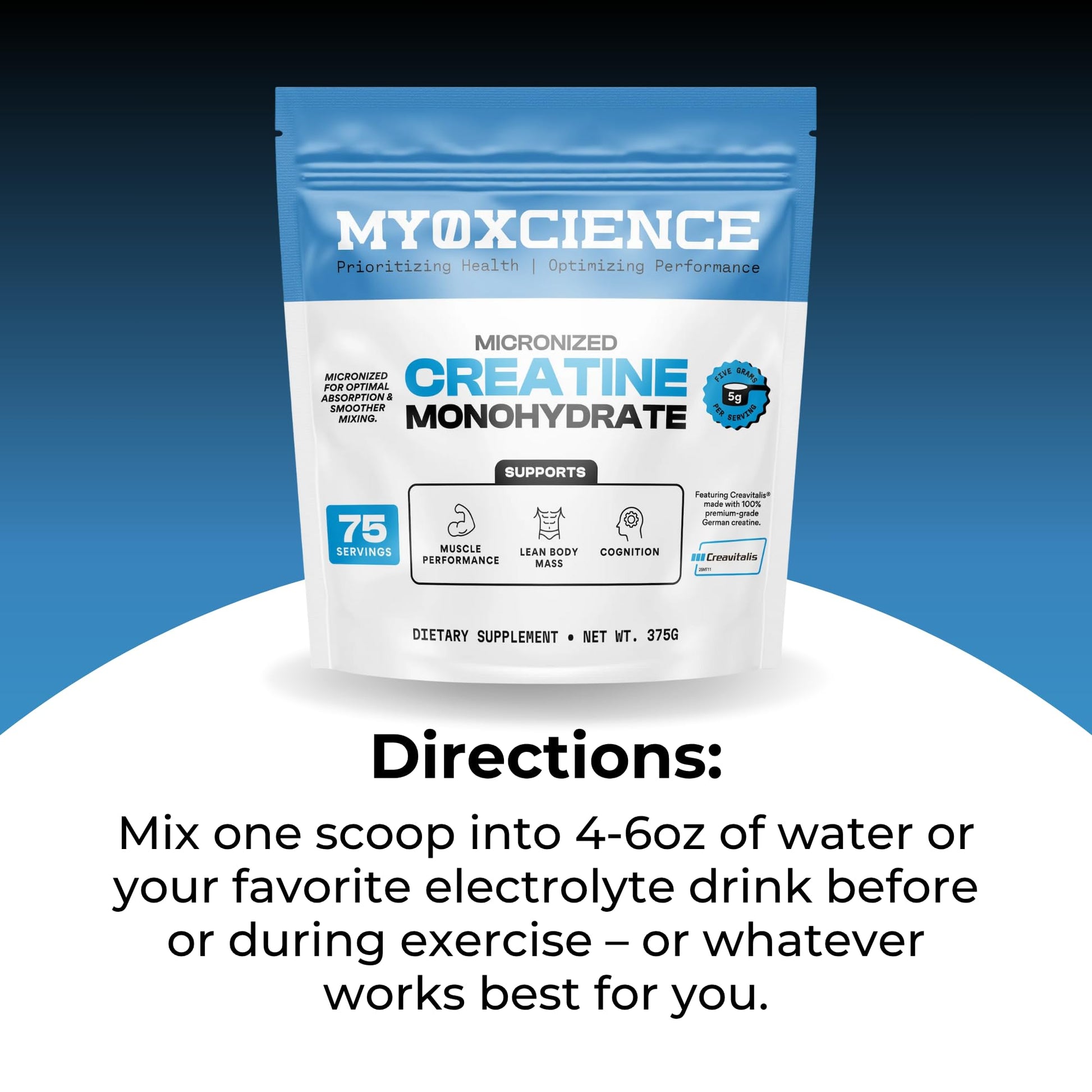MYOXCIENCE Micronized Creavitalis Creatine | The World’s Purest Micronized Form of Creatine Monohydrate | Supports Muscle Performance, Lean Body Mass, & Cognition | 75 Servings MYOXCIENCE buy supplements Au