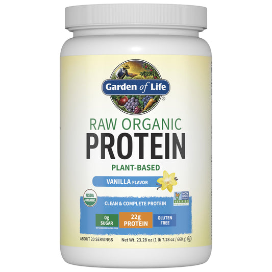 Garden Of Life Protein Powder, Vegan Protein Powder, Bcaa, Probiotics & Digestive Enzymes, Gluten & Lactose Free, Vanilla, 23.28 Ounce