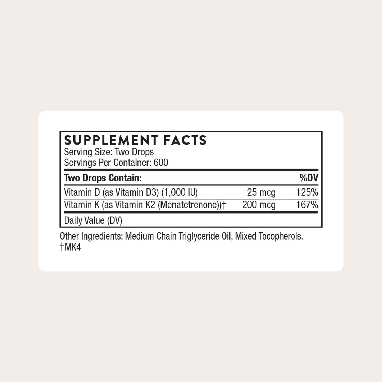 THORNE - Vitamin D + K2 Liquid with a Metered Dispenser - Vitamins D3 & K2 to Support Healthy Bones & Muscles* - 1 Fl Oz (30 ml) - 600 Servings THORNE buy supplements Au