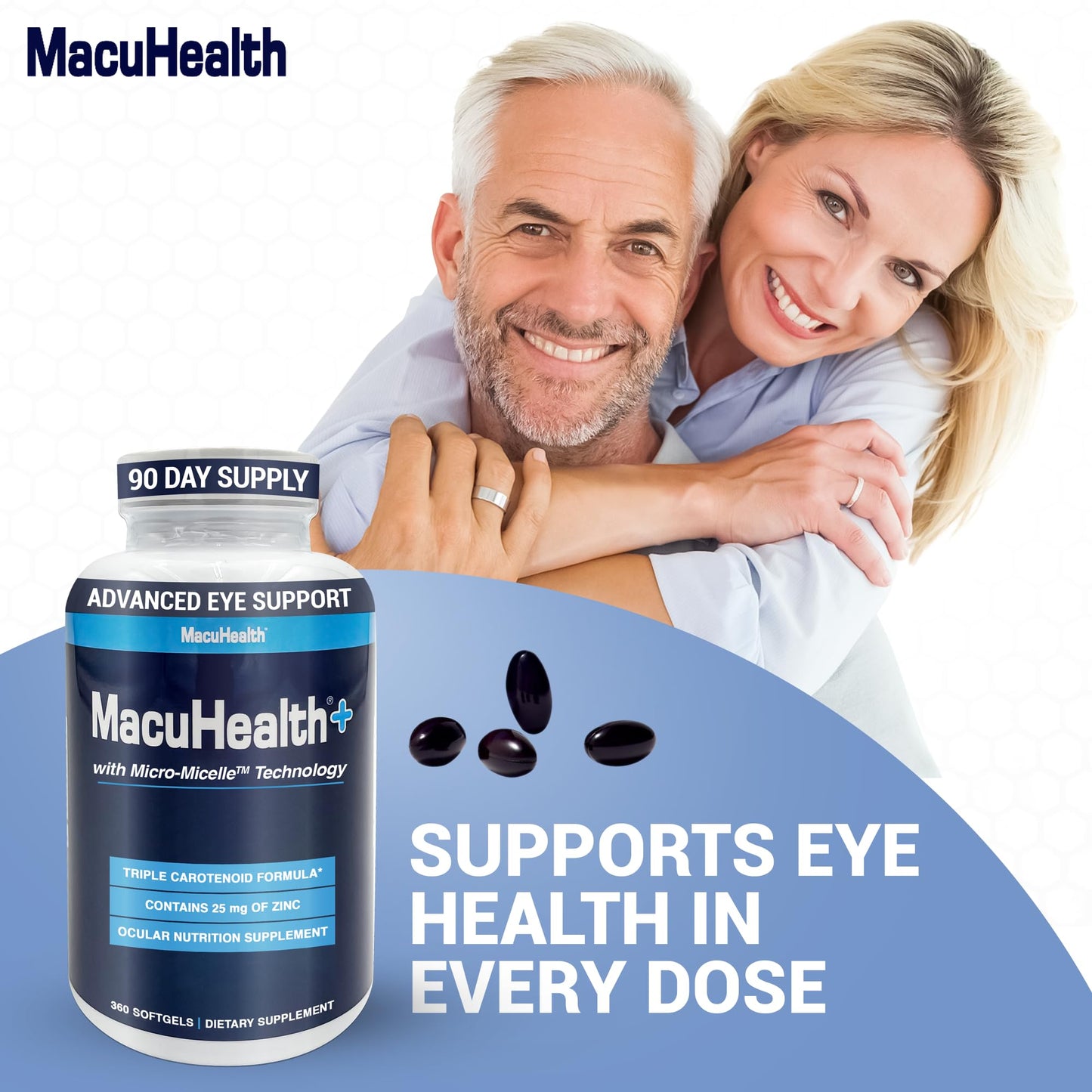 Macuhealth Plus+ Eye Vitamins Supplement for Adults - 90 Day Supply with Lutein, Zeaxanthin, and Meso-Zeaxanthin - Unflavored, Vitamin for Eyes MacuhealthBuy Supplements Australia