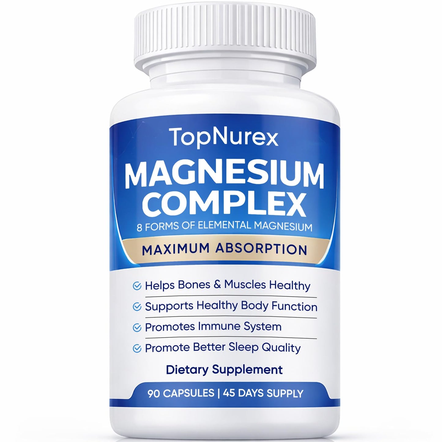 TopNurex Magnesium Complex dietary supplement bottle on a white background