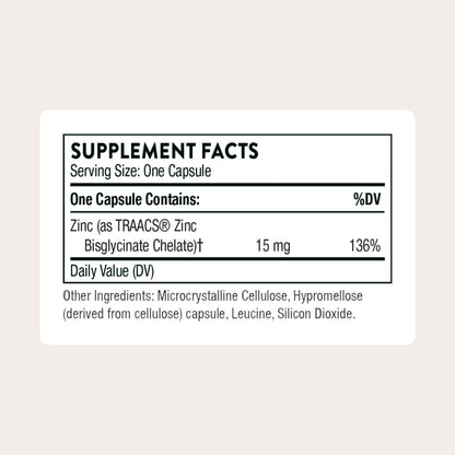 THORNE - Zinc Bisglycinate 15 mg - Highly Absorbable Zinc Supplement - Supports Immune System, Eye, Skin & Reproductive Health* - Third-Party Certified - Gluten, Dairy & Soy-Free - 60 Capsules THORNE buy supplements Au