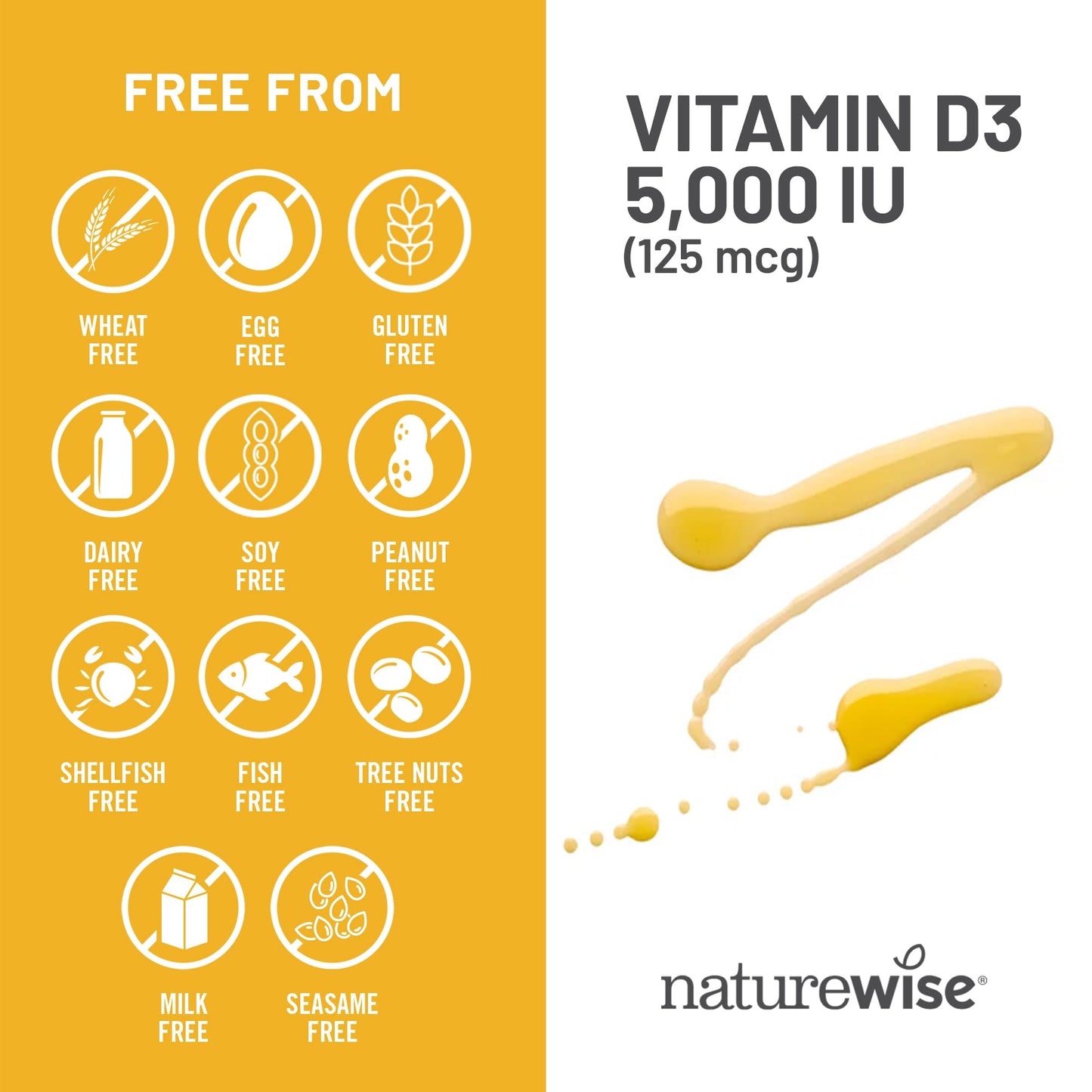 NatureWise Vitamin D3 5000iu (125 mcg) 1 Year Supply for Immune Support, Healthy Muscle Function, and Bone Health - Non-GMO