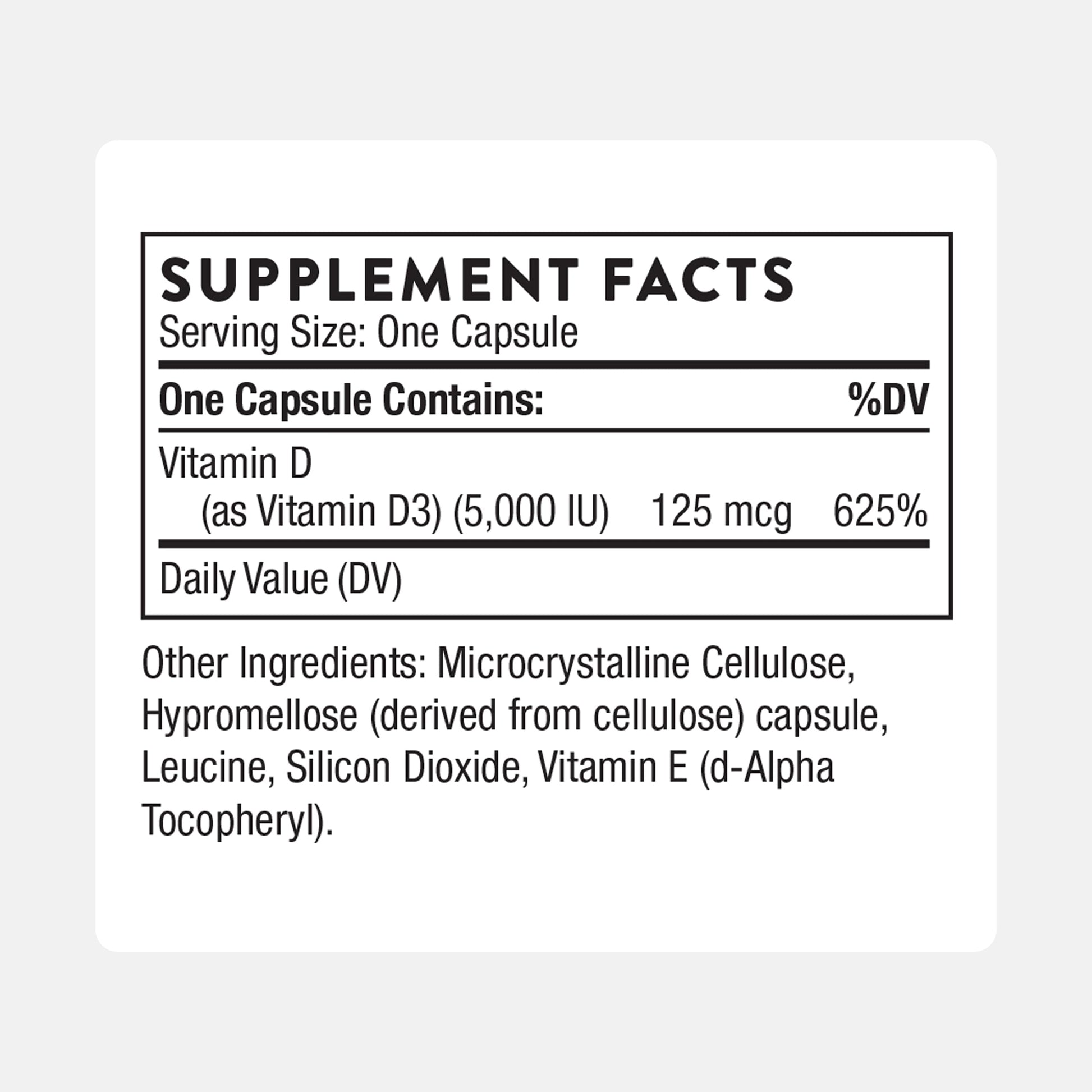 THORNE - Vitamin D-5,000 - Vitamin D3 Supplement - Supports Healthy Bones, Teeth & Muscles, Plus Cardiovascular & Immune Function* - NSF Certified for Sport - Gluten, Dairy & Soy-Free - 60 Capsules THORNE buy supplements Au