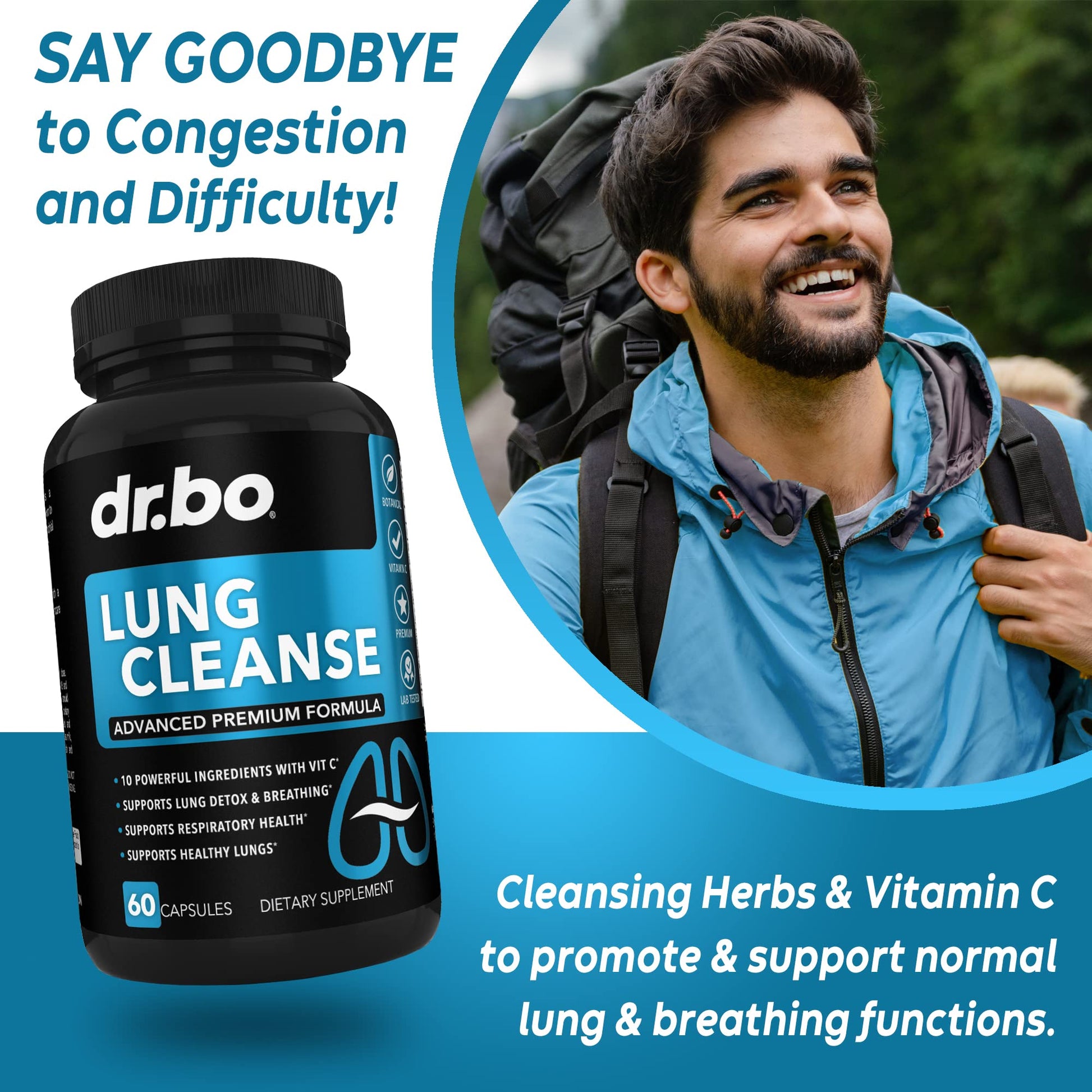 Lung Cleanse Support Supplement - Respiratory Supplements to Quit & Stop Smoking Aids - Herbal Detox for Lungs & Bronchial Health - Smokers Cleanser Breathe Aid for Mucus Clear Relief - 60 Capsules DR. BO buy supplements Au