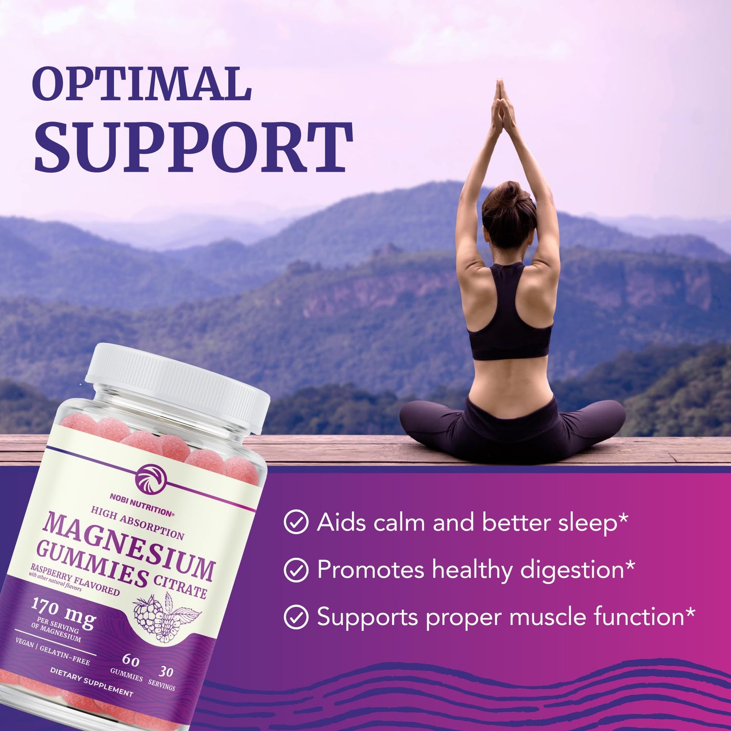 Magnesium Citrate Gummies | Extra Strength for Calm, Relaxation & Digestion | High Absorption Magnesium Gummies for Adults | Vegan, Non-GMO