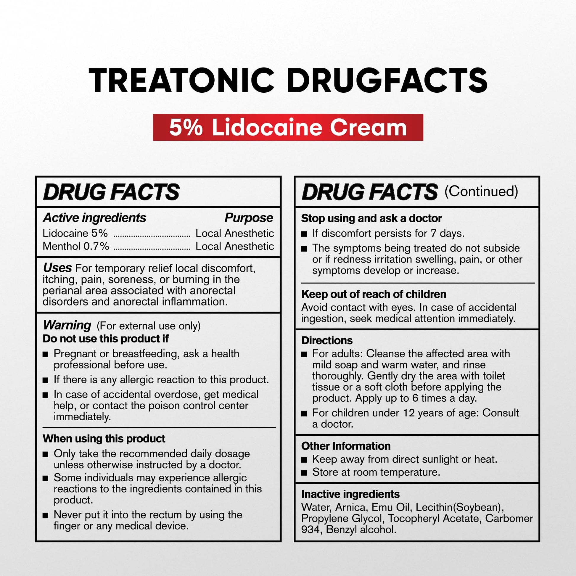 Treatonic 5% Lidocaine Numbing Cream: Lidocaine Cream for Pain Relief, Itching, Burning, Soreness, Hemorrhoid - Maximum Strength Topical Numb Cream - Fast Acting & Long Lasting Numbing Cream - 4.2 oz TreatonicBuy Supplements Australia