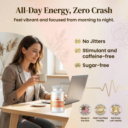 InergyPLUS | Energy Vitamins for Women, Fatigue, Natural Energy Supplements for Focus | Vitamin B12, Folic Acid, Rhodiola Rosea, Cordyceps, CoQ10, Caffeine Free | Packaging Vary | 60 Ct BB CompanyBuy Supplements Australia