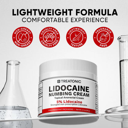 5% Lidocaine Topical Numbing Cream: Maximum Strength Topical Anesthetic Numb Cream for Pain Relief, Itching, Burning, Soreness, Hemorrhoid - Fast Acting & Long Lasting Numbing Formulation - 2.1 oz TreatonicBuy Supplements Australia