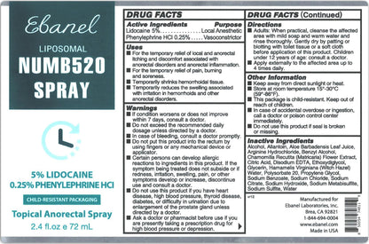 Ebanel Bundle of Lidocaine Numbing Cream, and Numbing Spray