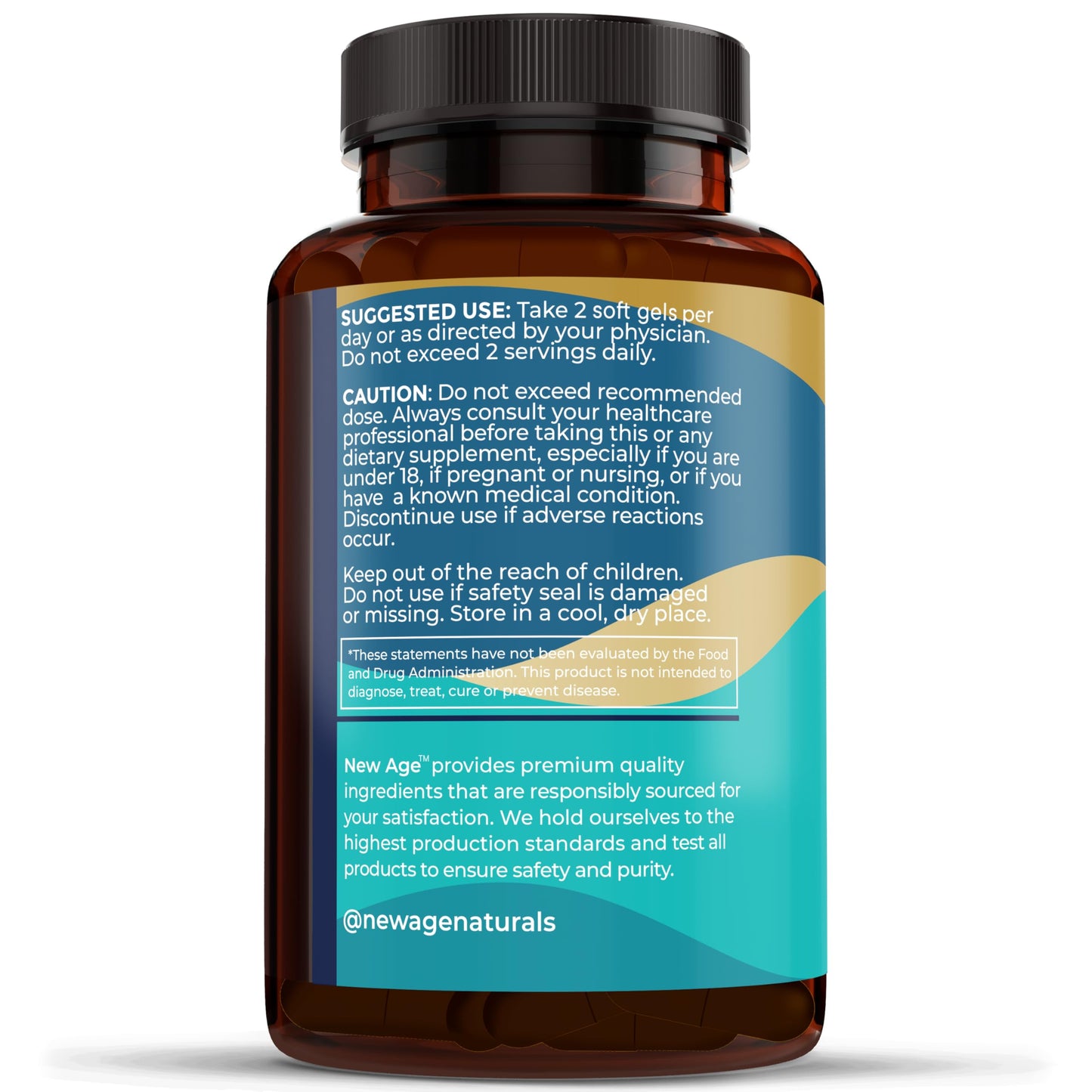 NEW AGE Omega 3 Fish Oil 2500mg Supplement Non GMO - EPA, DHA Fatty Acids Gluten Free (180 Softgels (Pack of 2)) NEW AGE buy supplements Au