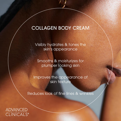Advanced Clinicals Collagen Cream Body Lotion & Face Moisturizer W/Vitamin E | Skincare Moisturizing Collagen Lotion For Women, Men, Hand, & Neck Improves Look Of Crepey Skin & Uneven Dry Skin, 2pc
