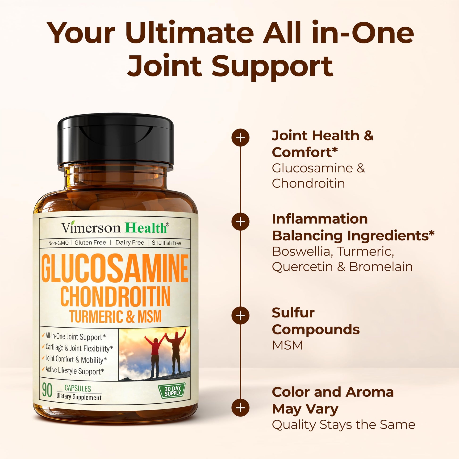 Glucosamine Chondroitin MSM – Joint Support Supplement for Women and Men with Glucosamine Sulfate 1500 mg, Chondroitin and MSM – for Cartilage, Joint Health and Flexibility – 90 Capsules Vimerson HealthBuy Supplements Australia