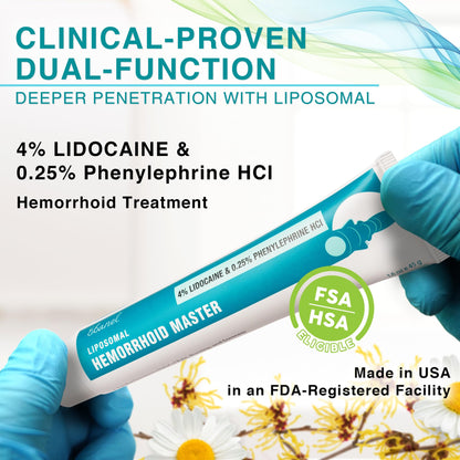 Ebanel 4% Lidocaine Hemorrhoid Treatment Ointment with Phenylephrine, Witch Hazel, Vitamin B6, Zinc Oxide, Frankincense, External and Internal Hemorrhoids Treatment Burn Itch Pain Relief Anal Cream