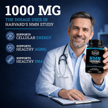 Black Forest NMN Supplements 1000mg (Nicotinamide Mononucleotide) 99% Pure, Stabilized Form, BioPerine® for Enhanced Bioavailability (60 Capsules)