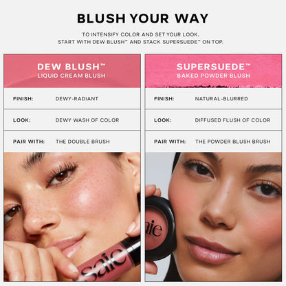 Saie SuperSuede Baked Blush - Talc-Free Powder Blush for Cheeks Infused with Hyaluronic Acid, Glycerin + Squalane - Hydrating Face Makeup for a Natural, Diffused Flush of Color - Ciao (0.1 Ounce) SaieBuy Supplements Australia