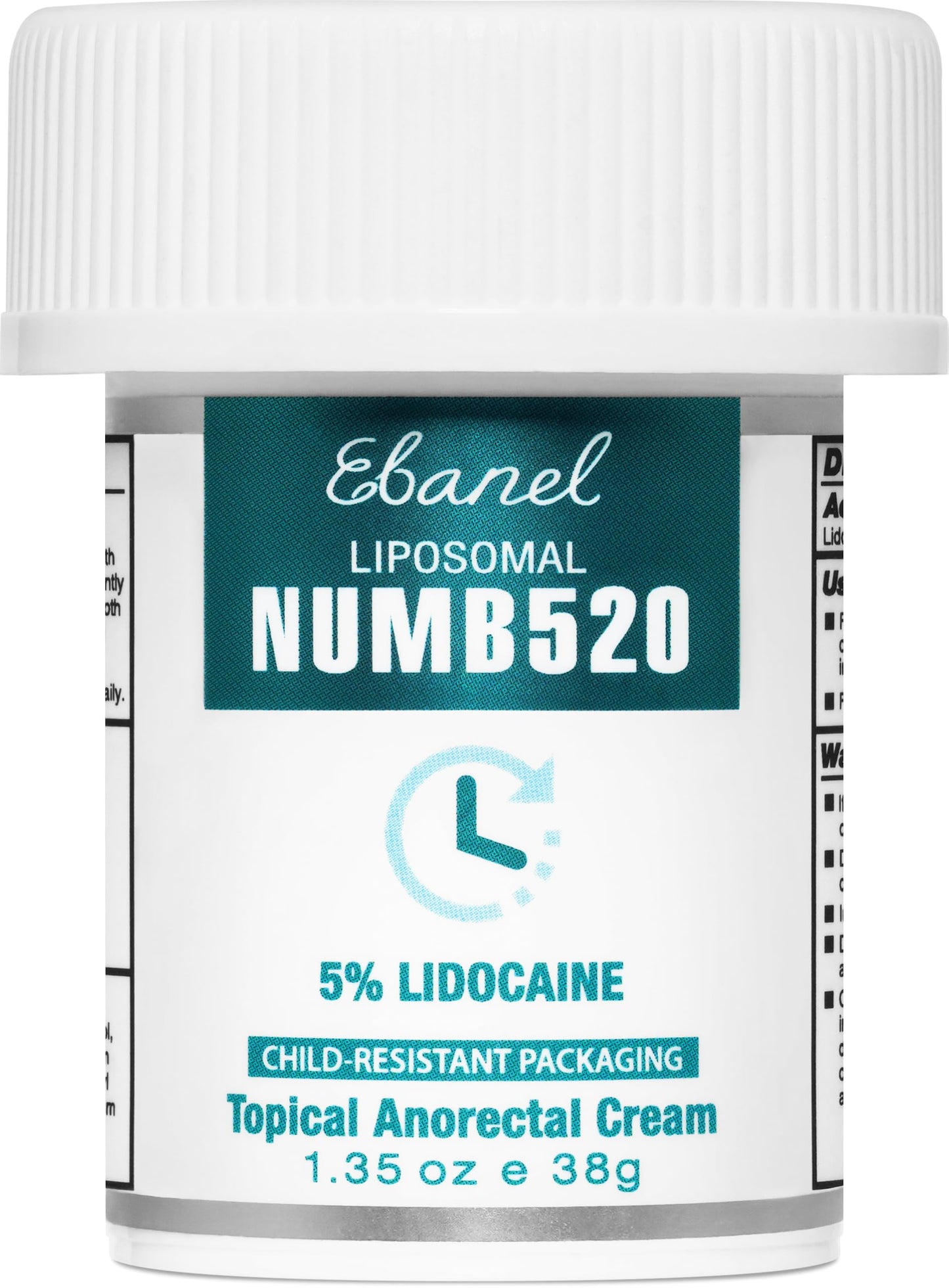 Ebanel 5% Lidocaine Numbing Cream, Pain Relief Burn Itch Numb Cream, Maximum Strength Topical Anesthetic with Allantoin, Vitamin E for Local and Anorectal Uses, Hemorrhoid Treatment, 1.35 Oz