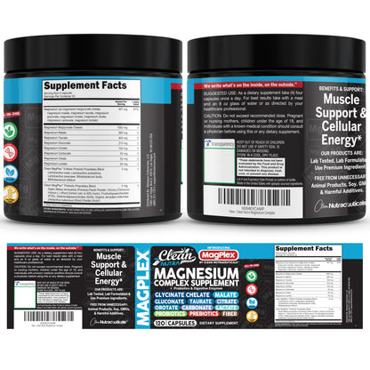 8in1 Magnesium Supplement Complex | Magnesium Glycinate Citrate Malate Gluconate Orotate Carbonate Lactate + Prebiotics Probiotics Digestive Enzymes Magnesio Capsules for Women Men By Clean Nutra Clean Nutraceuticals buy supplements Au